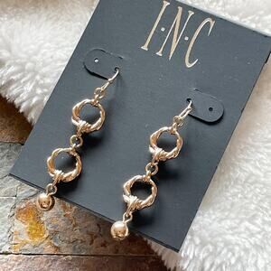 INC Triple Round Dangle Drop Earrings Gold Tone New